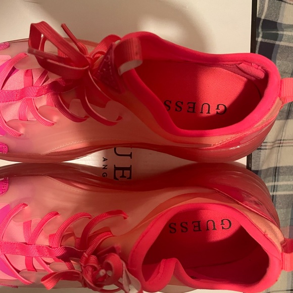 GUESS Women's Coral  Pink Sneakers - Picture 2 of 4